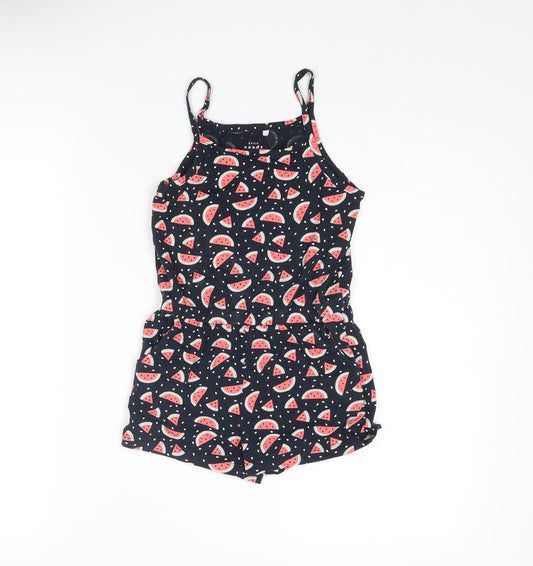 name it Girls Blue Geometric Cotton Playsuit One-Piece Size 7 Years Pullover - Watermelon Print