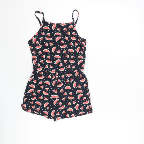 name it Girls Blue Geometric Cotton Playsuit One-Piece Size 7 Years Pullover - Watermelon Print