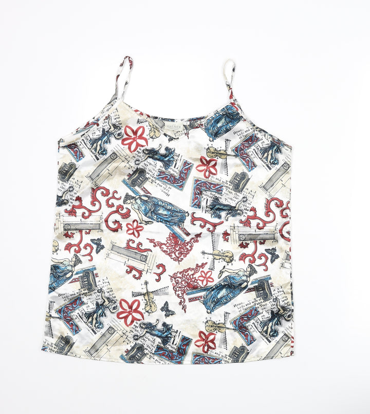 Falmer Womens Multicoloured Geometric Polyester Camisole Blouse Size 6 Scoop Neck - Music Print