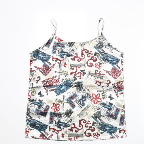 Falmer Womens Multicoloured Geometric Polyester Camisole Blouse Size 6 Scoop Neck - Music Print
