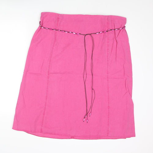 Ann Harvey Womens Pink Lyocell A-Line Skirt Size 22 Zip - Beaded Belt