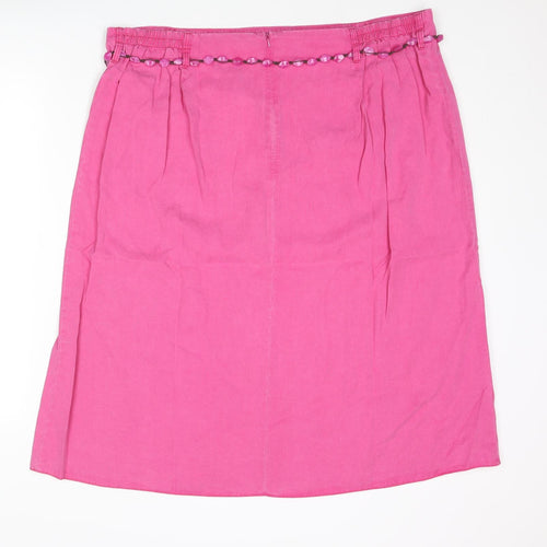 Ann Harvey Womens Pink Lyocell A-Line Skirt Size 22 Zip - Beaded Belt