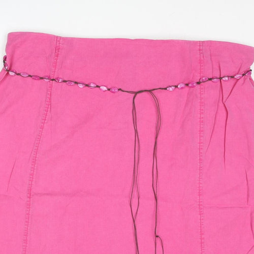 Ann Harvey Womens Pink Lyocell A-Line Skirt Size 22 Zip - Beaded Belt
