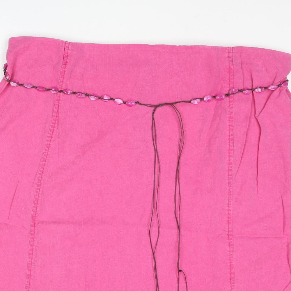 Ann Harvey Womens Pink Lyocell A-Line Skirt Size 22 Zip - Beaded Belt