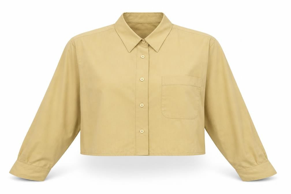 Protocol Womens Yellow Polyester Cropped Button-Up Size 16 Collared
