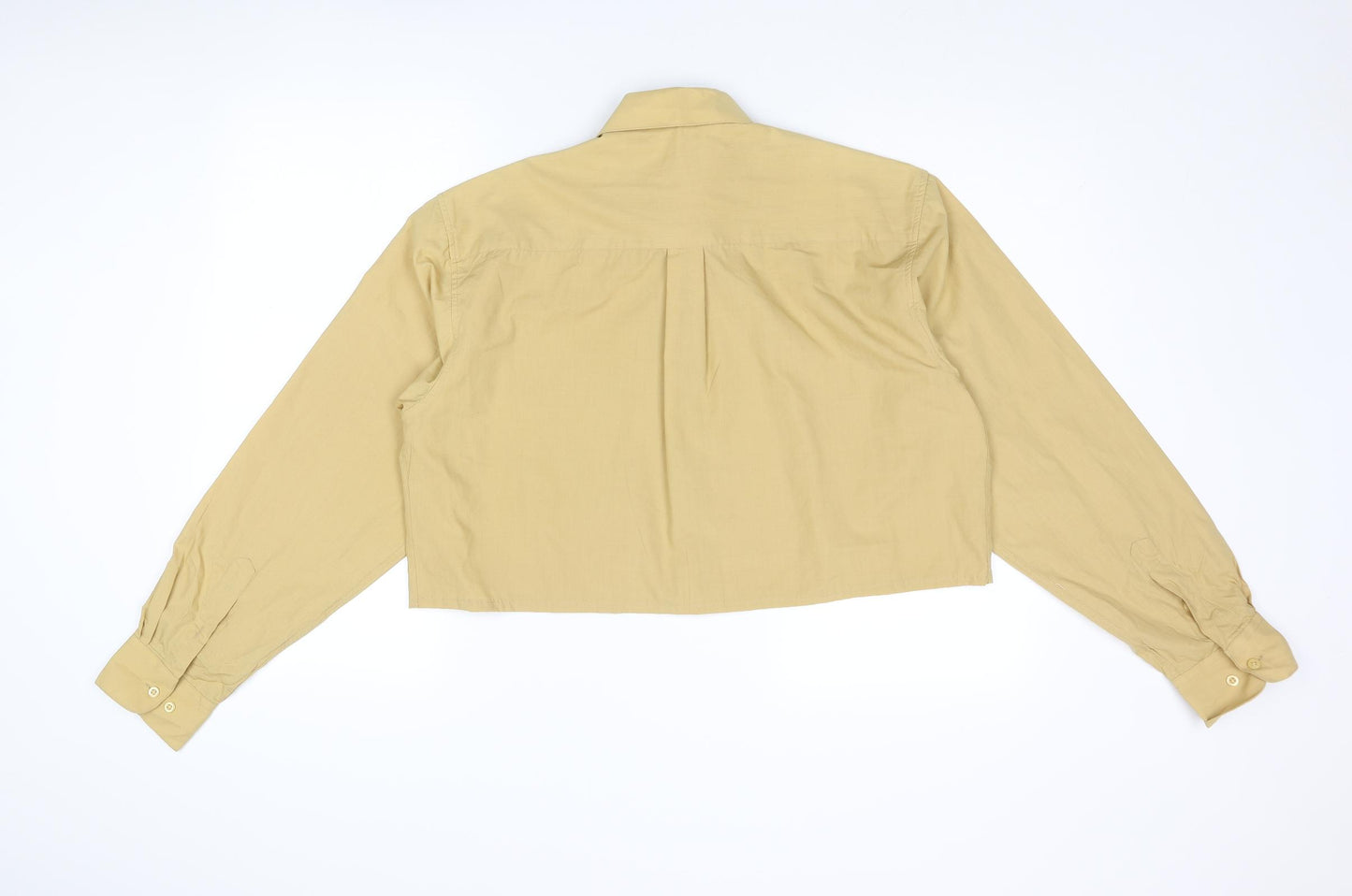Protocol Womens Yellow Polyester Cropped Button-Up Size 16 Collared