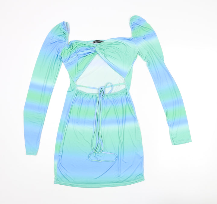 I SAW IT FIRST Womens Multicoloured Polyester Mini Size 14 Sweetheart Pullover - Ombre Cut Out
