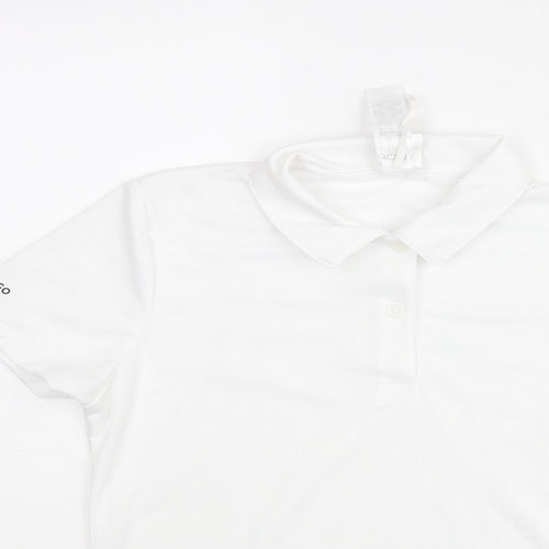 Artengo Womens White Polyester Basic Polo Size 12 Collared Button - Sleeve Logo