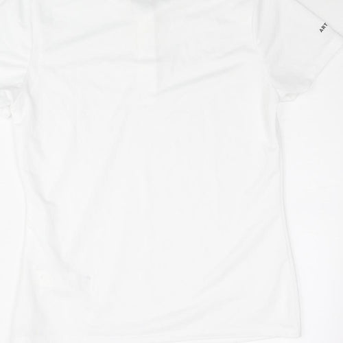 Artengo Womens White Polyester Basic Polo Size 12 Collared Button - Sleeve Logo