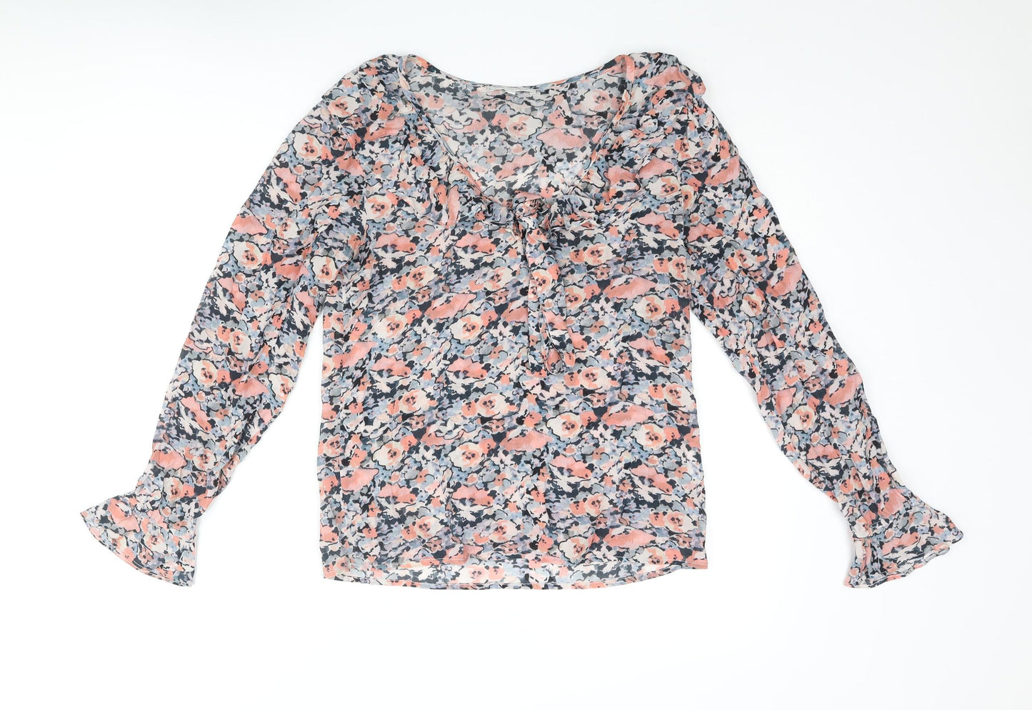 Lily and Lionel Womens Multicoloured Floral Viscose Basic Blouse Size XS V-Neck - Frill