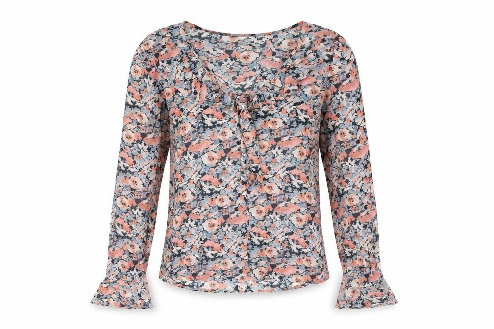 Lily and Lionel Womens Multicoloured Floral Viscose Basic Blouse Size XS V-Neck - Frill