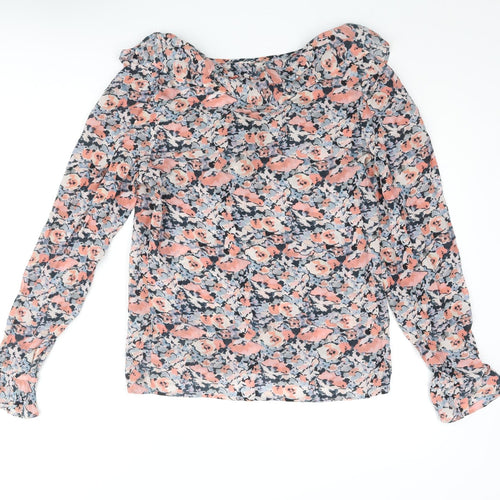 Lily and Lionel Womens Multicoloured Floral Viscose Basic Blouse Size XS V-Neck - Frill