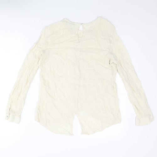Mango Womens Ivory Polyester Basic Blouse Size XS Round Neck