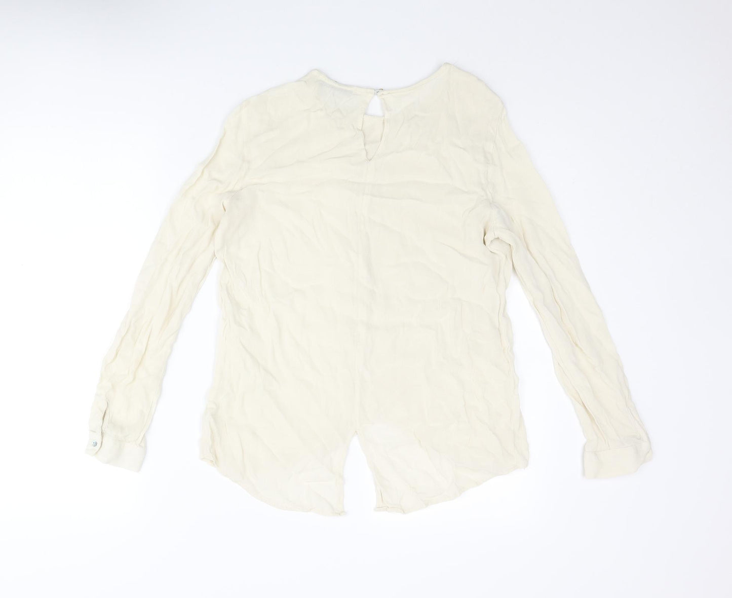 Mango Womens Ivory Polyester Basic Blouse Size XS Round Neck