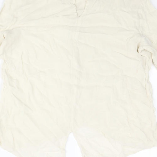 Mango Womens Ivory Polyester Basic Blouse Size XS Round Neck