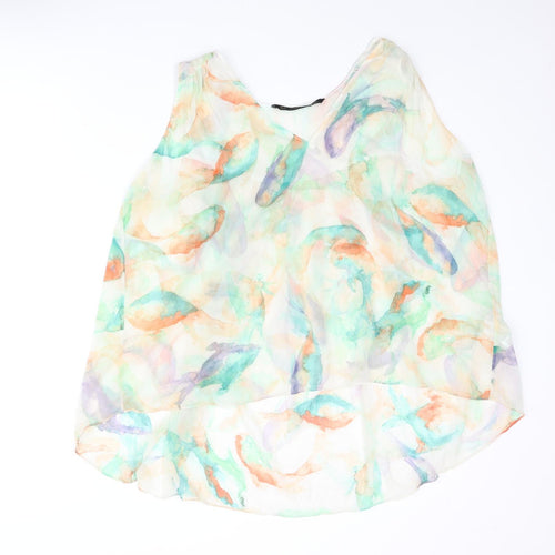 Zara Womens Multicoloured Geometric Polyester Camisole Blouse Size M V-Neck - Hi-Low