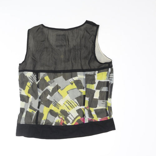 Jensen Womens Black Polyester Camisole Blouse Size 10 Round Neck - Geometric Print