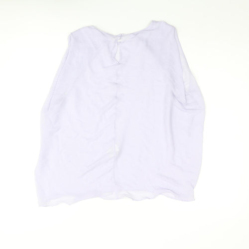 Zara Womens Purple Polyester Basic Blouse Size M Round Neck