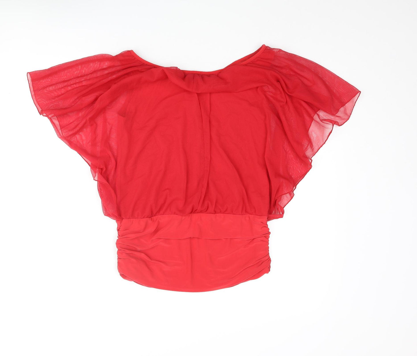 West One Womens Red Polyester Basic Blouse Size 12 Round Neck