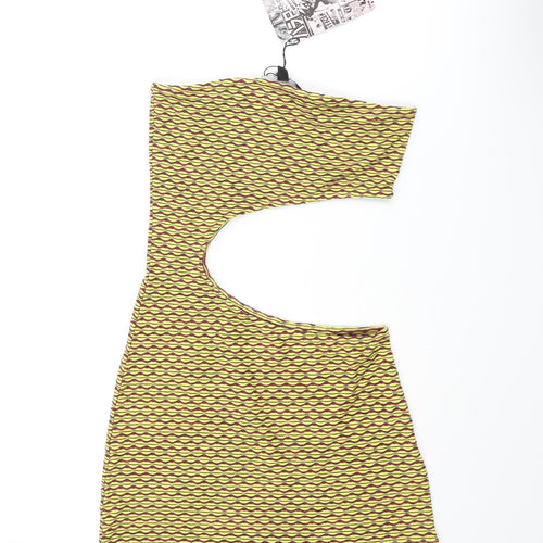 New Girl Order Womens Multicoloured Geometric Polyester Bodycon Size 10 Sweetheart Pullover - Cut Out