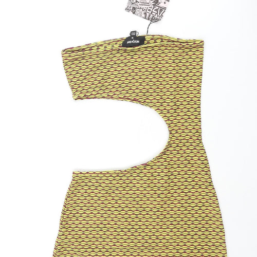 New Girl Order Womens Multicoloured Geometric Polyester Bodycon Size 10 Sweetheart Pullover - Cut Out