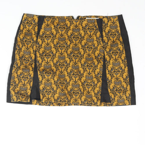 Pull&Bear Womens Multicoloured Geometric Cotton Mini Skirt Size S Zip - Colourblock