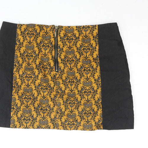 Pull&Bear Womens Multicoloured Geometric Cotton Mini Skirt Size S Zip - Colourblock