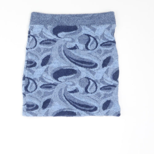 Zara Womens Blue Geometric Polyamide Mini Skirt Size S
