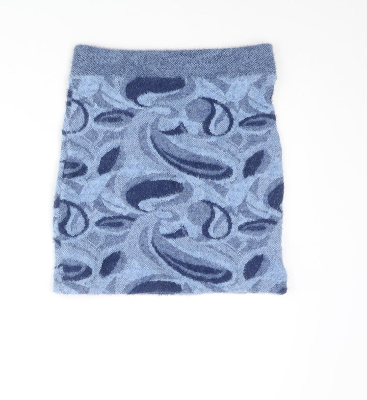 Zara Womens Blue Geometric Polyamide Mini Skirt Size S