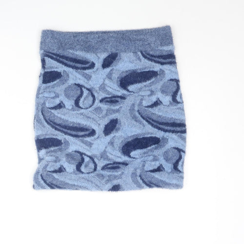 Zara Womens Blue Geometric Polyamide Mini Skirt Size S