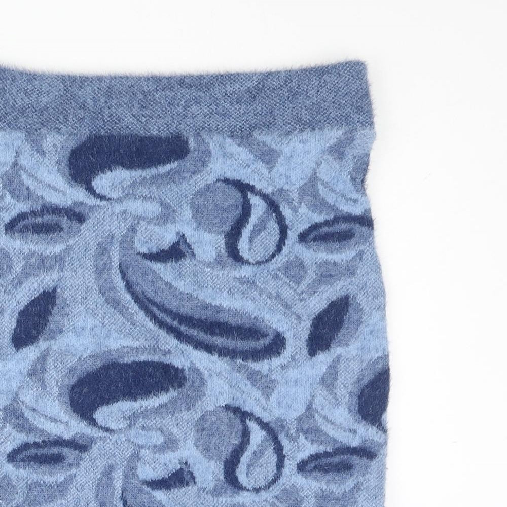 Zara Womens Blue Geometric Polyamide Mini Skirt Size S