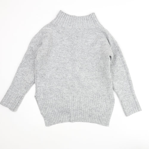 NEXT Womens Grey V-Neck Acrylic Pullover Jumper Size S