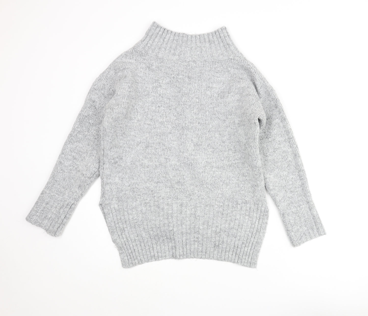 NEXT Womens Grey V-Neck Acrylic Pullover Jumper Size S