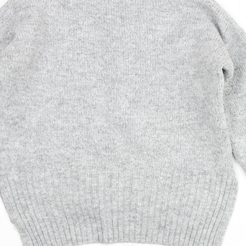 NEXT Womens Grey V-Neck Acrylic Pullover Jumper Size S