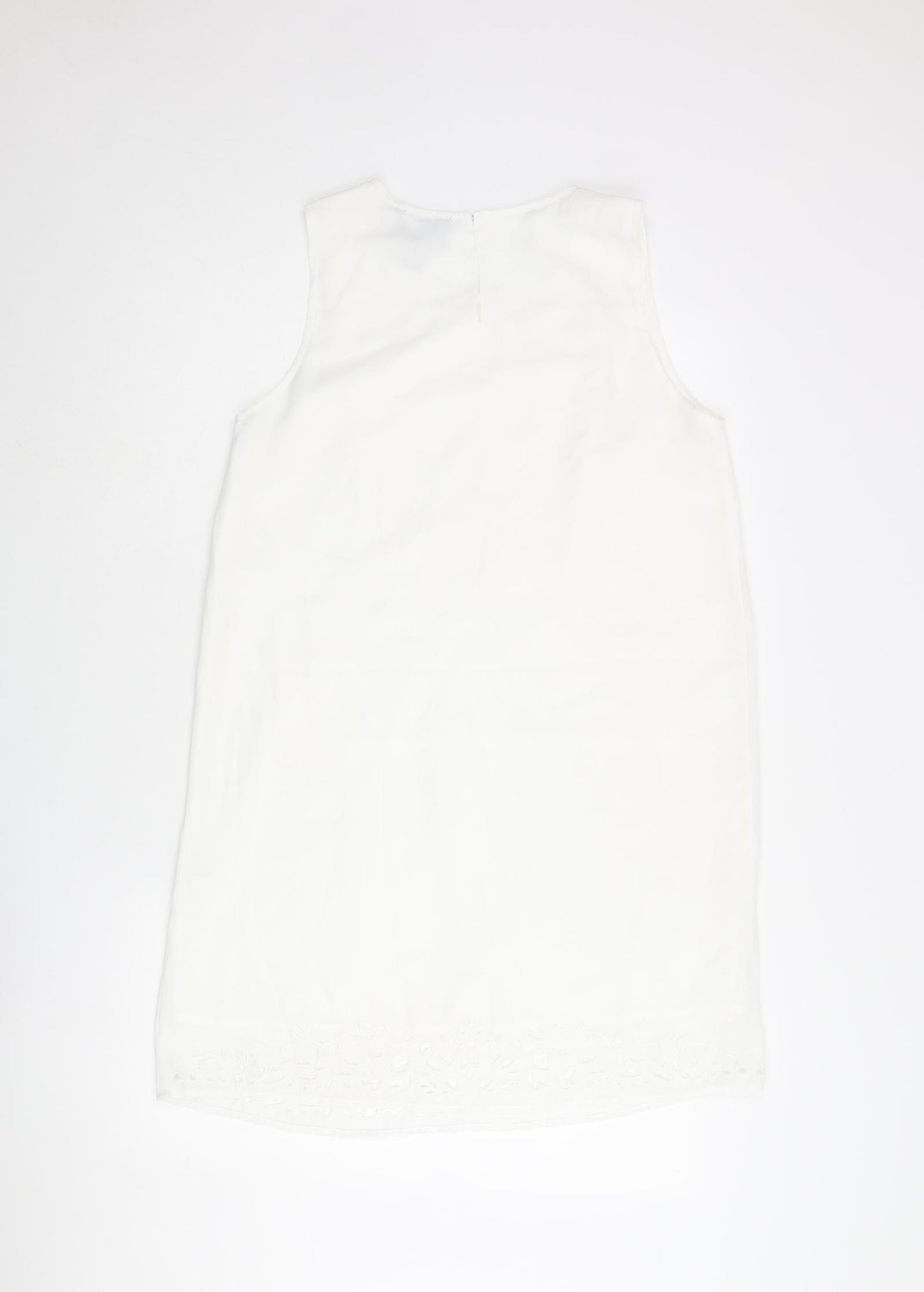 Cynthia Rowley Womens White Polyester Shift Size 10 Round Neck Button - Cut Out Detail