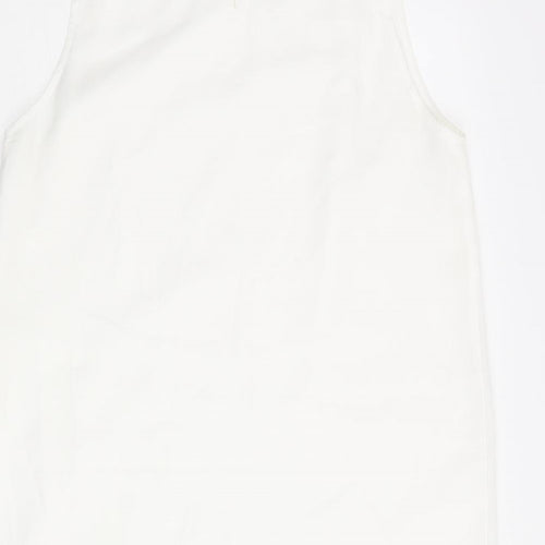 Cynthia Rowley Womens White Polyester Shift Size 10 Round Neck Button - Cut Out Detail