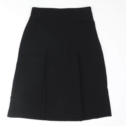 Mango Womens Black Polyester A-Line Skirt Size S Zip