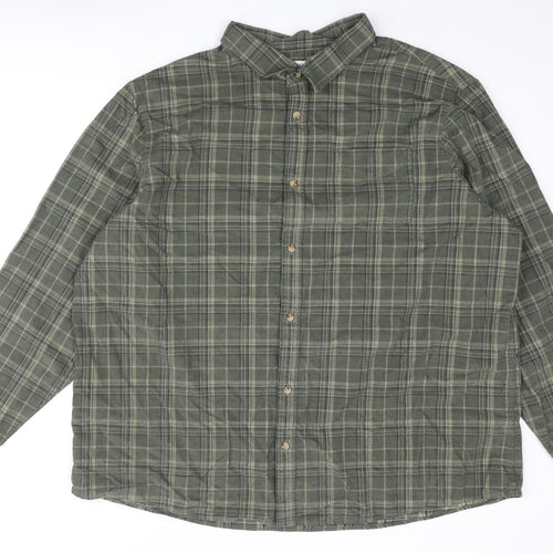 Marks and Spencer Mens Green Camouflage Cotton Button-Up Size 4XL Collared Button