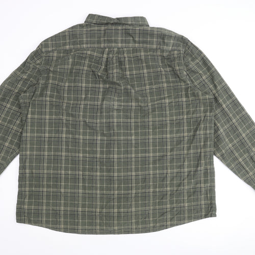 Marks and Spencer Mens Green Camouflage Cotton Button-Up Size 4XL Collared Button