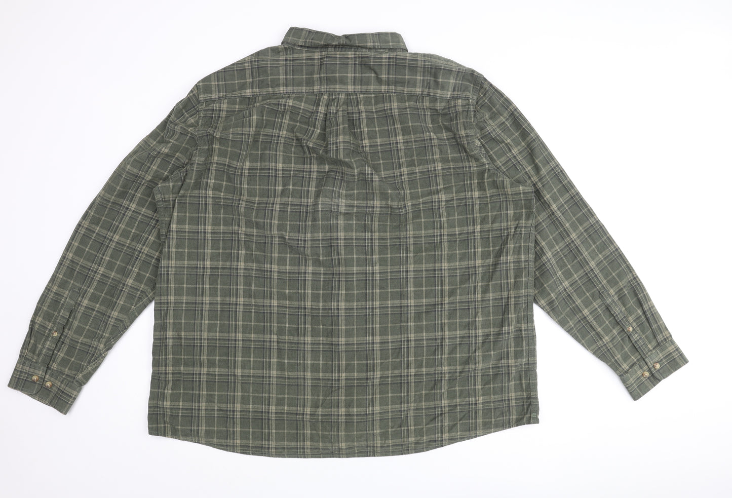 Marks and Spencer Mens Green Camouflage Cotton Button-Up Size 4XL Collared Button