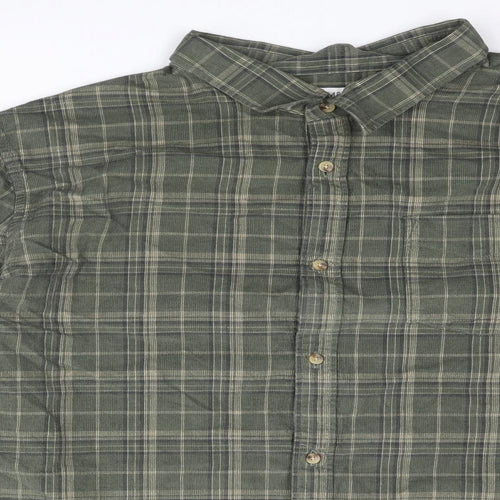 Marks and Spencer Mens Green Camouflage Cotton Button-Up Size 4XL Collared Button