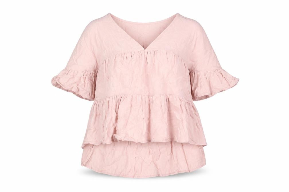 ASOS Womens Pink Polyester Basic Blouse Size 6 V-Neck - Smocked