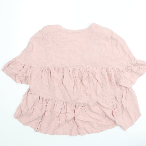 ASOS Womens Pink Polyester Basic Blouse Size 6 V-Neck - Smocked