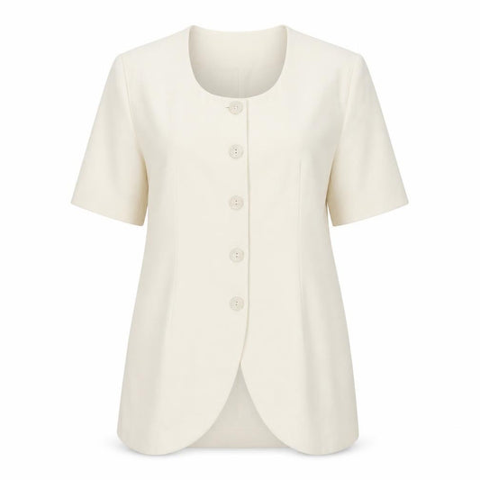 Front view of Profile women’s beige jacket, size UK 20, button