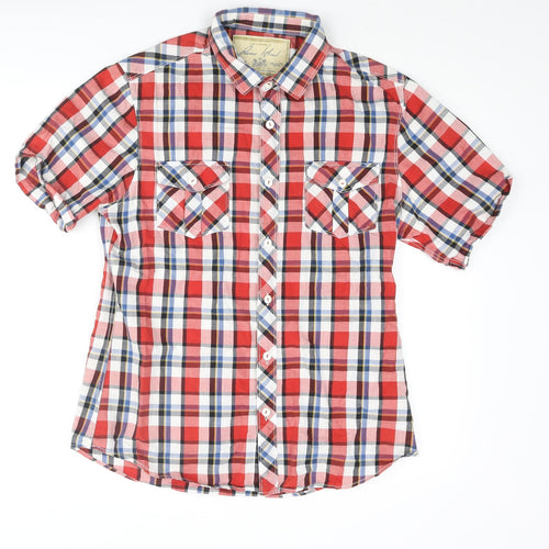 River Island Mens Multicoloured Check Cotton Button-Up Size M Collared Button