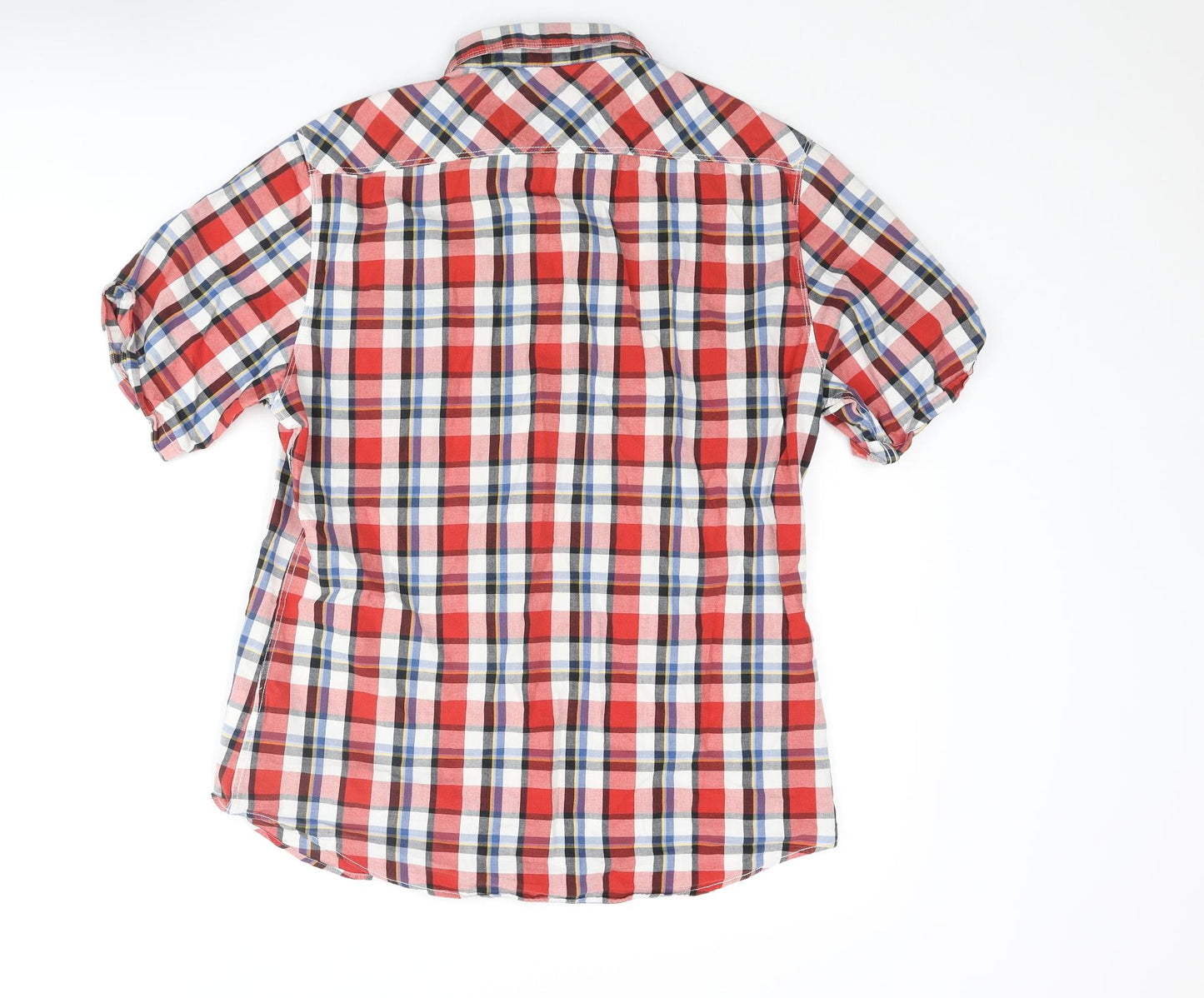 River Island Mens Multicoloured Check Cotton Button-Up Size M Collared Button