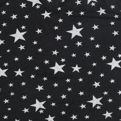 Look Again Womens Black V-Neck Geometric Polyester Pullover Jumper Size 16 - Star Print