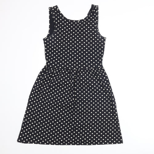 Only Womens Black Polka Dot Polyester A-Line Size S Round Neck Pullover