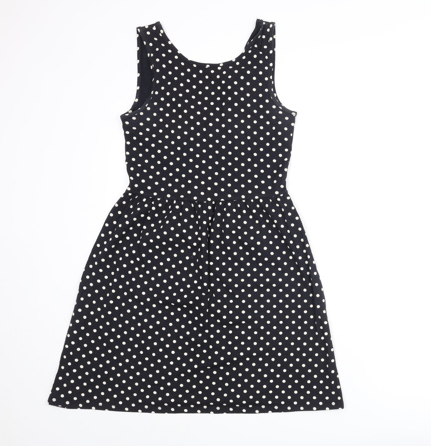 Only Womens Black Polka Dot Polyester A-Line Size S Round Neck Pullover