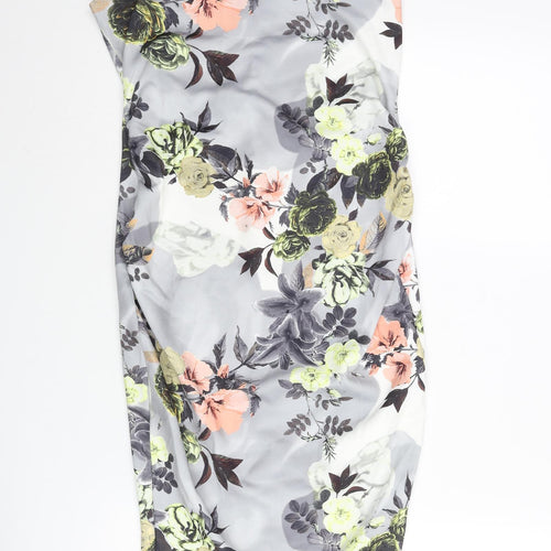 Boohoo Womens Multicoloured Floral Polyester Bodycon Size 8 Off the Shoulder Pullover